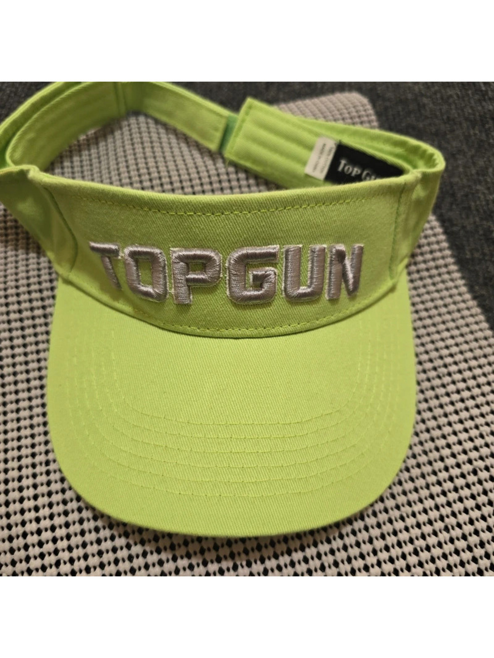 Top Gun Lime Green Visor Hat Adjustable 100% Cotton Embroidered Logo